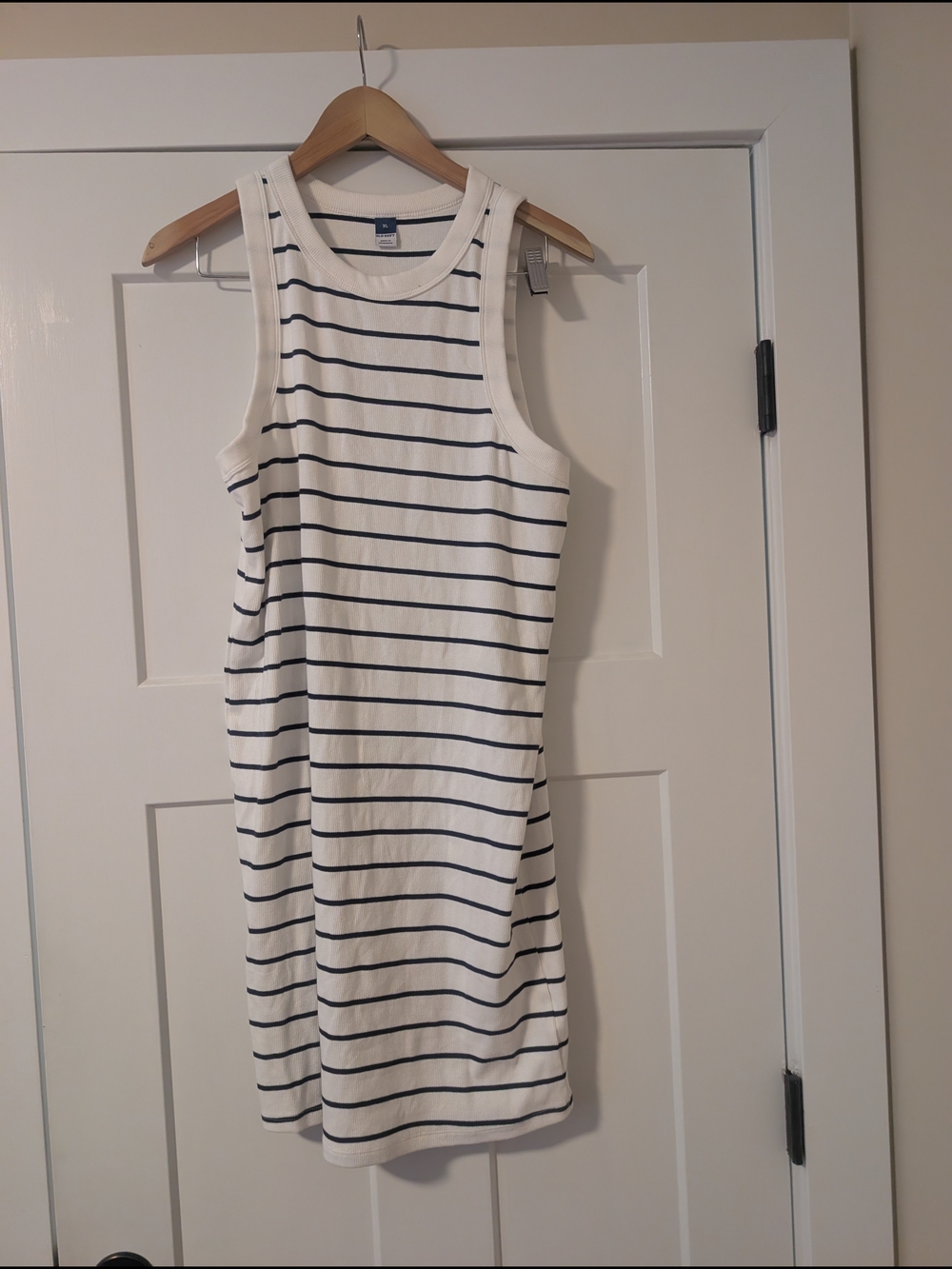 Old Navy Striped Tank Midi Dress XL White Navy Cotton Casual Summer
